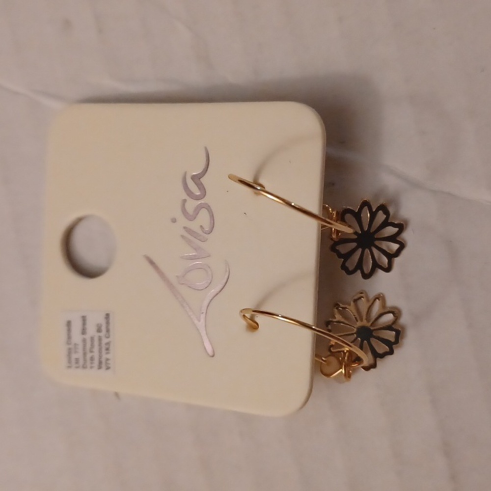 4/$30 New Gold Flower Hoop Earrings